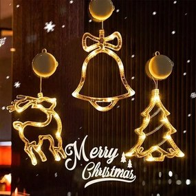 LED-es ablaklĂĄmpa tapadĂłkorongokkal rĂ©nszarvas alakĂș csengĆ karĂĄcsonyfa 3 db