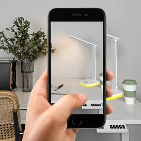 LED RGBW dimmelhető asztali lámpa vezeték nélküli töltéssel, 7W LED/5V USB, fehér