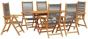 vidaXL Kert étkező szett 7 pcs Szürke Tömör Akácfa