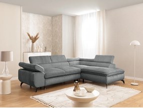 Szürke kordbársony sarokkanapé (jobb oldali-L alakú) Marbeya – Ropez