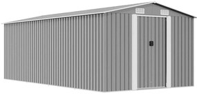 vidaXL szürke fém kerti fészer 257 x 489 x 181 cm