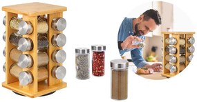 Bambusz fűszertartó állvány, 16db-os