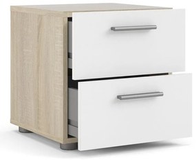 Fehér-természetes színű éjjeliszekrény tölgyfa dekorral Pepe - Tvilum