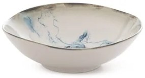 24 darabos étkészlet, fehér/kék, porcelán