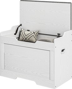 HOMCOM Tároló Pad, Tároló Pad Szófa Tetővel és Ülőpárnával, Pad a Hallba, Hálószobába, Nappaliba, 75cm x 40cm x 56 cm, Fehér | Aosom