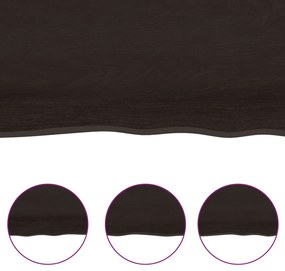 sötétbarna kezelt tömör tölgyfa fali polc 140 x 60 x (2-6) cm