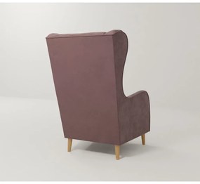 Rózsaszín bársony füles fotel Carole – Ropez