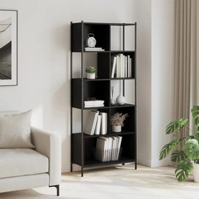 fekete szerelt fa könyvszekrény 72x28x172 cm