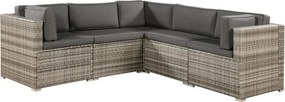 Juskys Nassau kerti rattan bútor szett - bézs-szürke