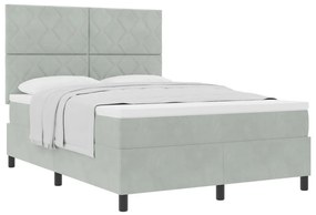 Boxspring Ágy Matrac Fény Szürke 160x200 cm Bársony