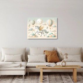 Üveg kép - Boldog egyszarvú (70x50 cm)