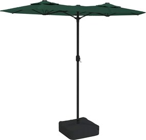 vidaXL zöld dupla tetős napernyő LED-ekkel 316x145 cm