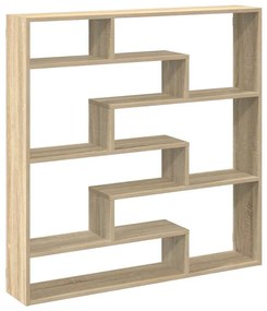 sonoma tölgyszínű szerelt fa fali kockapolc 7 rekeszes színű