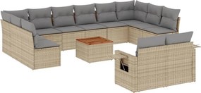 vidaXL 13 részes bézs polyrattan kerti ülőgarnitúra párnákkal