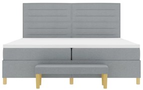 vidaXL Boxspring Ágy Matracokkal és Pad Light Grey 200x200 cm Szövet