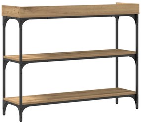 Konzolasztal Kézműves Tölgy 100x30x80 cm Műgyanta és Acél