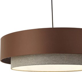 Modern függőlámpa sötét bronz színben, taupe színnel 50 cm 3-lámpás - Drum Duo
