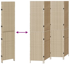 Szobai elválasztók Bézs Fa, Szövet 4 panel, 200 cm magasság