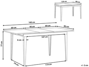 Bővíthető Étkezőasztal Fekete Színben 120/160 x 80 cm NORLEY  Beliani