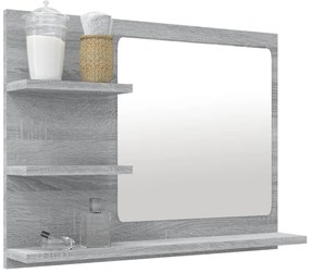 szürke sonoma színű szerelt fa fürdőszobatükör 60x10,5x45 cm