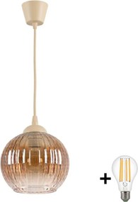 Brilagi - LED csillár kábelen R GLASS 1xE27/60W/230V átm. 18 cm bézs/füstös barna