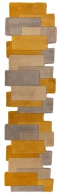 Collage sárga-bézs gyapjú futószőnyeg, 60 x 230 cm - Flair Rugs