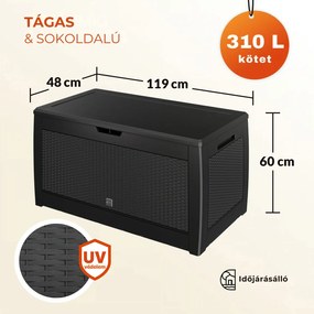 RATO tárolódoboz, 310L, 119x48x60 cm, antracit Prosperplast