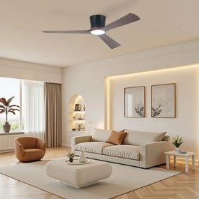 ZEVENTI - LED mennyezeti ventilátor AUREX LED/24W/230V Wi-Fi Tuya fekete/dió + távirányító
