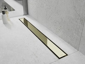 Mexen Lapos rozsdamentes acél zuhanytálca 80 cm (2in1) - M13 minta, arany, 1510080-15