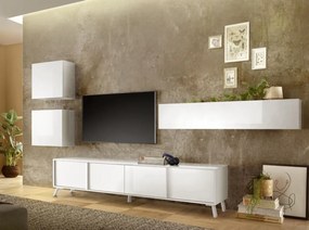 CITY egyajtós fali szekrény, fehér, magasfényű vázzal és előlapokkal