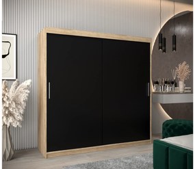 Ruhásszekrény 200 cm Toki (szonoma tölgy + matt fekete). 1064857