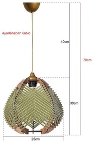 Zöld-natúr színű függőlámpa textil búrával ø 25 cm – Opviq lights