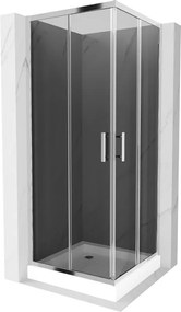 Mexen Rio négyzet alakú zuhanykabin 70 x 70 cm, grafit, króm + Rio zuhanytálca, fehér - 860-070-070-01-40-4510