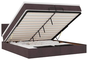 Ottomán ágykeret matraccal sötétbarna 200x200 cm szövet