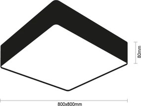 LED mennyezeti lámpa LED/215W/230V 3000/4000/6500K 80x80 cm fekete