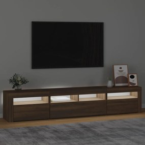 barna tölgy színű TV-szekrény LED-lámpákkal 210x35x40 cm