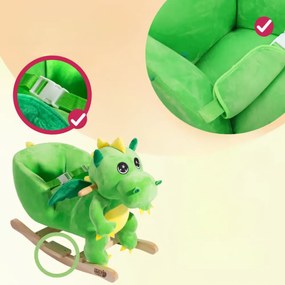 Spielwerk DINO hintázó sárkány biztonsági övvel, zöld