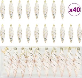 vidaXL Karácsonyi Spirális Alakú Gömb 40 pcs pezsgőszín Műanyag