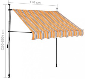 sárga és kék kézzel feltekerhető LED-es napellenző 150 cm