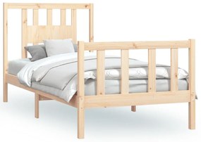 tömör fenyőfa ágykeret fejtámlával 90 x 200 cm