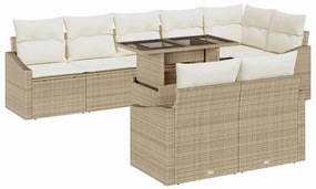 vidaXL Kerti Kanapé Szett párnával tárolóval 9 pcs Beige és krém