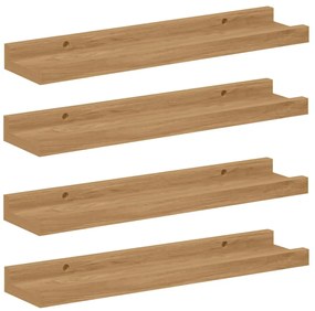 vidaXL Falpolc polcokkal tárolóval 4 pcs Barna 40 x 9 x 3 cm Faanyag
