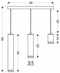 Fekete-aranyszínű függőlámpa fém búrával 6x46 cm Tubo – Candellux Lighting