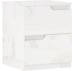 HOMCOM Modern és Minimalista 2 Fiókos Fiókos Szekrény, Chipboard Fa Komód, 40x40x48 cm, Fényes Fehér | Aosom