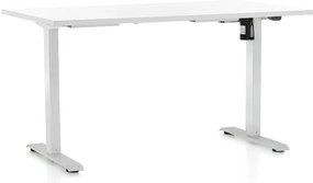 Állítható magasságú asztal OfficeTech A, 140 x 80 cm, fehér alap, fehér