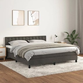 Sötétszürke bársony rugós ágy matraccal 160x200 cm