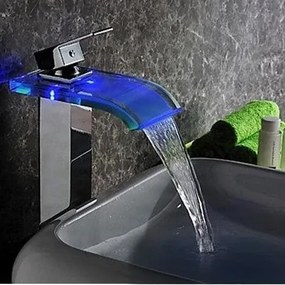 Mosdócsaptelep EYN woo-986 LED-világítással, vízesés kifolyóval, több színű kivitelben — Lapos