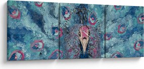 Egy festett páva képe (órával) (90x30 cm)