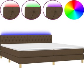 vidaXL barna szövet rugós és LED-es ágy matraccal 200x200 cm
