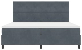 Box Spring Ágy Mattal és LED-del Sötét Szürke 200x200 cm Bársony